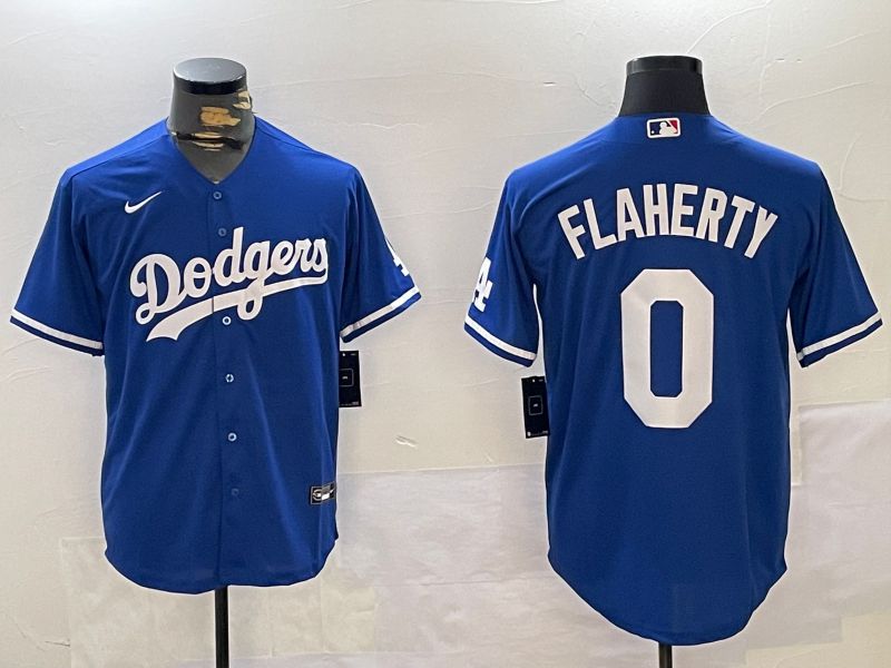 Men Los Angeles Dodgers #0 Flaherty Blue Game 2024 Nike MLB Jersey style 11201